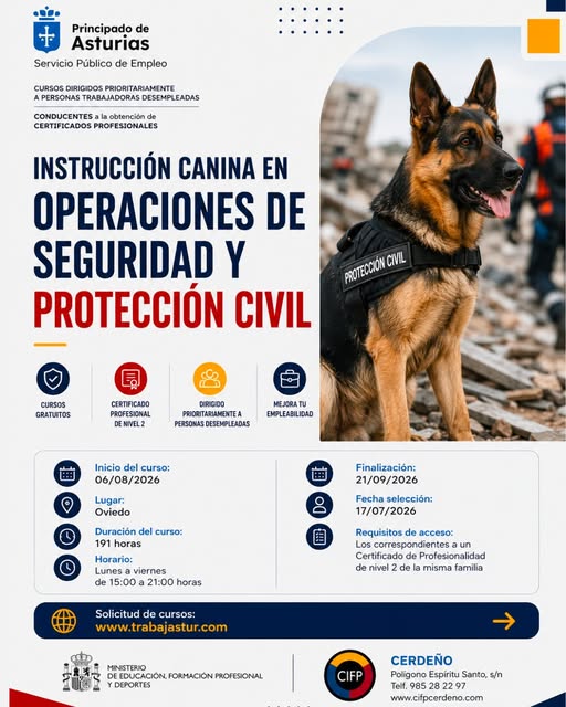 CURSO: INSTRUCTOR PERROS DE SEGURIDAD Y PROTECCION CIVIL